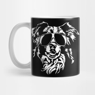 Border Collie with sunglasses cool dog Mug